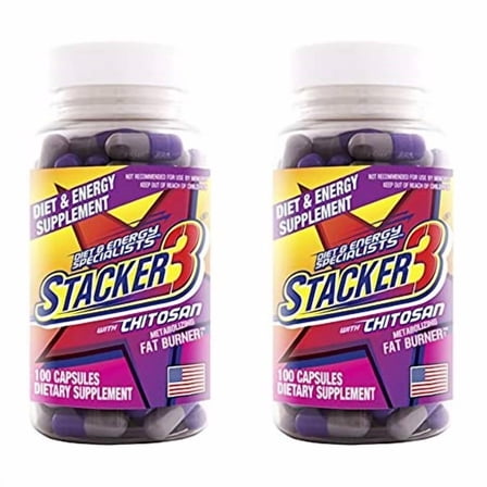 Stacker 3 Weight Loss Pills 100 Ct with Chitosan 2 Pk | Appetite Suppressant for Weight Loss | Metabolism Boosting | Weight Loss Pills for Women and Men | Diet Pills