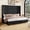 Black, variant on VanAcc Queen Size Bed Frame with 63" Tall Headboard, Upholstered Wingback Platform Design, Solid Wood Legs, Ash White