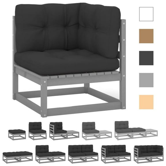 vidaXL Patio 2-Seater Sofa with Cushions White Solid Wood Pine