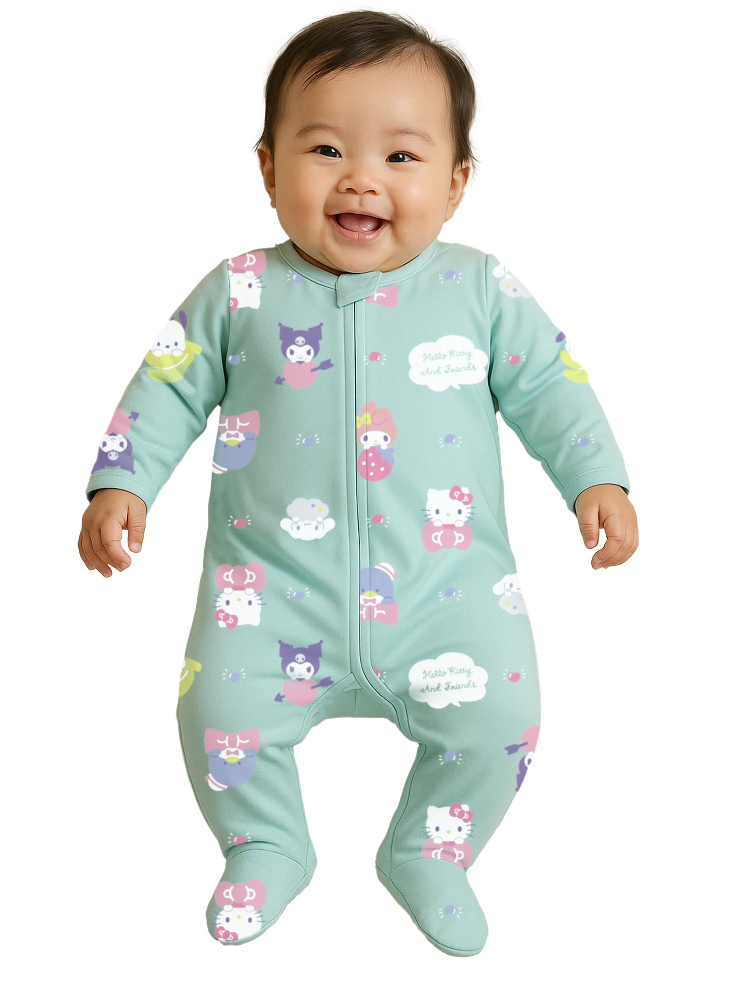Hello Kitty Baby Girl Printed Long Sleeve Footed Sleep N Play, Sizes Newborn- 9 Months