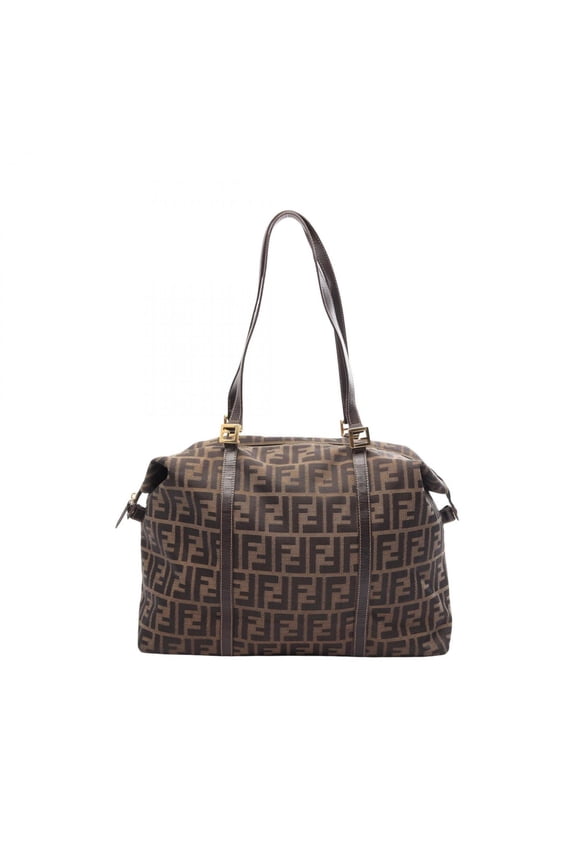 Pre-Owned Fendi Zucca Tote Bag Handbag Canvas Leather Women's Brown/Black