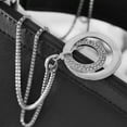 thumbnail image 4 of Naierhg Women Double Circles Rhinestone Inlaid Long Chain Necklace Jewelry Gift, 4 of 8
