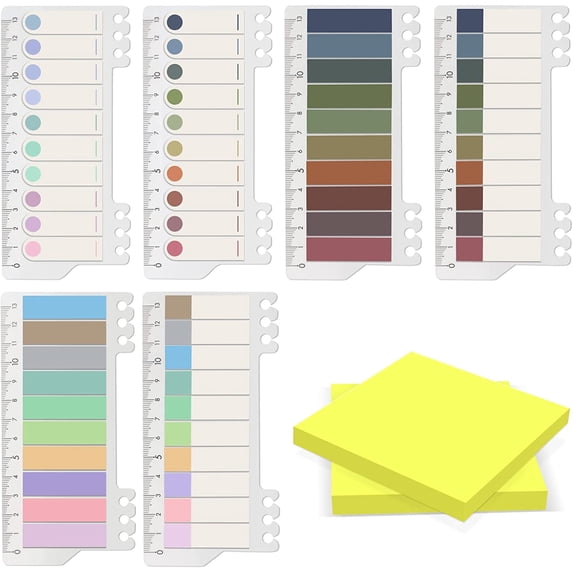 1200 Pieces Page Markers Sticky Index Tabs Set, Page Notes Tabs with Ruler and 2 Pack 75 Sheets 3x3 inch Sticky Notes for Reading Notes, Book, Classify File