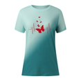 DWRGQD Valentines Women's TShirts Round Neck Tie Dye Print Short