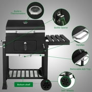 Zintown BBQ Charcoal Grill Outdoor Barbecue Pit Smoker with Double Grill,Liftable Charcoal Tray