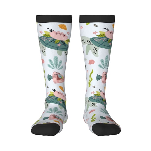 Fotbe Sea Animal Calcetas Divertidas Estampadas para Hombre y Mujer, Calcetas de Algodón hasta la Rodilla para Caminar, Correr, Enfermería y Embarazo