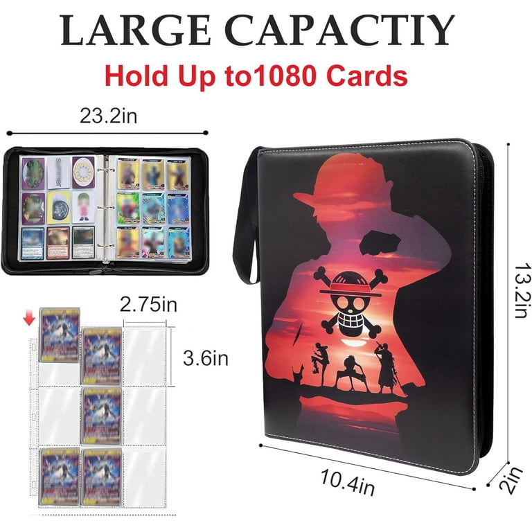 WTVIDAS One Piece Trading Card Zip Binder, 9 Pocket, 1080 Cards