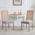 thumbnail image 1 of Noble House French Country Dining Chair Set of 2,Rectangular Cane Backrest,Blue, 1 of 10