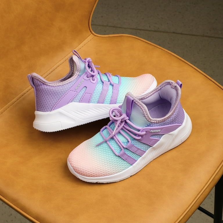 Kushyshoo Kids Sneakers Rainbow Pink Purple Running Tennis Athletic Shoes  for Girls Size 4 (Big Kid) - Walmart.com
