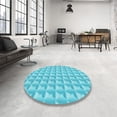 thumbnail image 4 of Ahgly Company Tapis Rond Lavable en Machine Intérieur Transitionnel Turquoise Bleu Vif, 5 Pieds Rond, 4 of 7