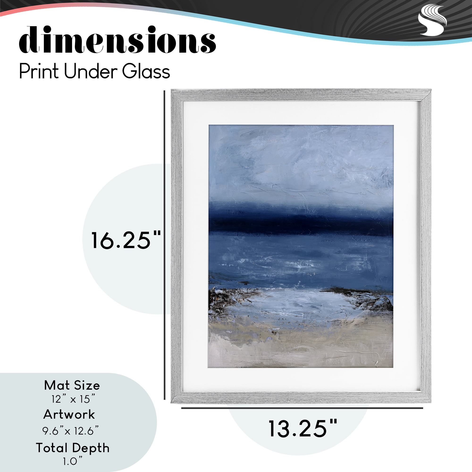 Endless Sea Moods Gray Framed Print Under Glass, design by Design Fabrikken