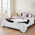 thumbnail image 2 of Quilts King Size Bedding Set, Cherry Blossom Lightweight Quilted Comforter, Japanese Red Plum Flower Oriental Art Soft Reversible Bedspread Coverlet with Pillow Covers for All Season, 96" x 106", 2 of 9