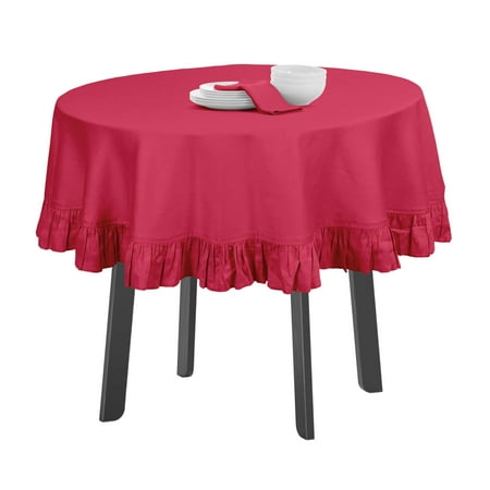 

Vargottam Ruffle Tablecloth Kitchen Dining Tabletop Cover Decoration Cotton Solid Table Cover Round Fushia Pink-54 Inches Diameter