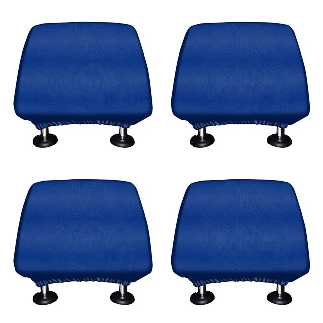 WIRESTER 4pcs Set Solid Blue Interchangeable Car Seat Head Rest Cover