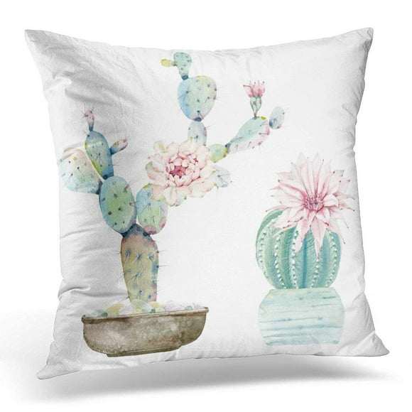 EREHome Bloom Watercolor Saguaro Cactus It's Perfect Prints Cacti Pillow Case Pillow Cover 20x20 inch