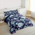 thumbnail image 3 of Homewish Retro Damask Jacquard Bedding Comforter Set,Chic Flower Floral Twin Comforter Sets,Blue Purple Bedding Set,Super Cozy Room Decoration Reversible,2-Piece, 3 of 8