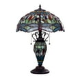 thumbnail image 2 of CHLOE Lighting EMPRESS Tiffany-style Dark Bronze 3 Light Double Lit Table Lamp 16" Shade, Green and Red, 2 of 5