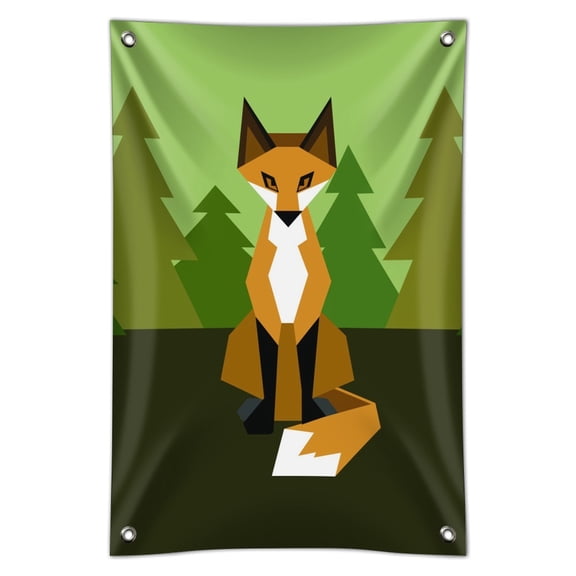 Geometric Orange Fox Home Business Office Sign
