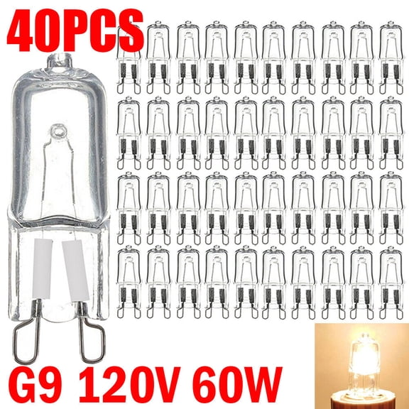 40PCS G9 Halogen Bulb 60W Capsule Replace Light Bulbs AC 120V Dimmable Lamp