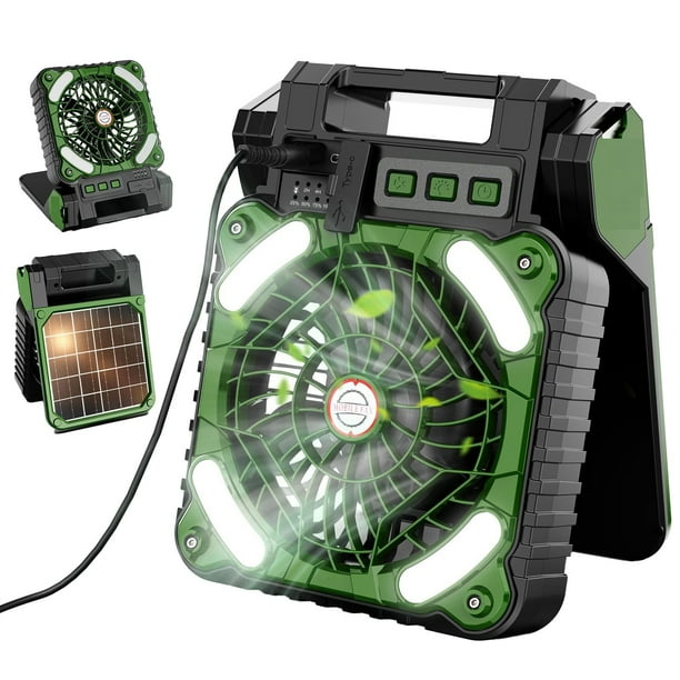 Ventilador, ventilador de techo, ventilador de escritorio, ventilador portátil para exteriores con energía solar, ligero, portátil, para acampar, pescar, con carga USB, ahorro de energía, fresco y ref
