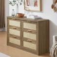 thumbnail image 3 of OAKHAM Commode 6 Tiroirs, Grand Commode en Rotin pour Chambre à Coucher Salon, Noyer Spécial, 3 of 10