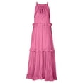 thumbnail image 6 of Maxi Dresses for Women 2025 Summer Built in Bra Sleeveless Halter Long Dress Loose Tiered Flowy Swing Smocked Ruffle Beach Dress Pink XXL, 6 of 7
