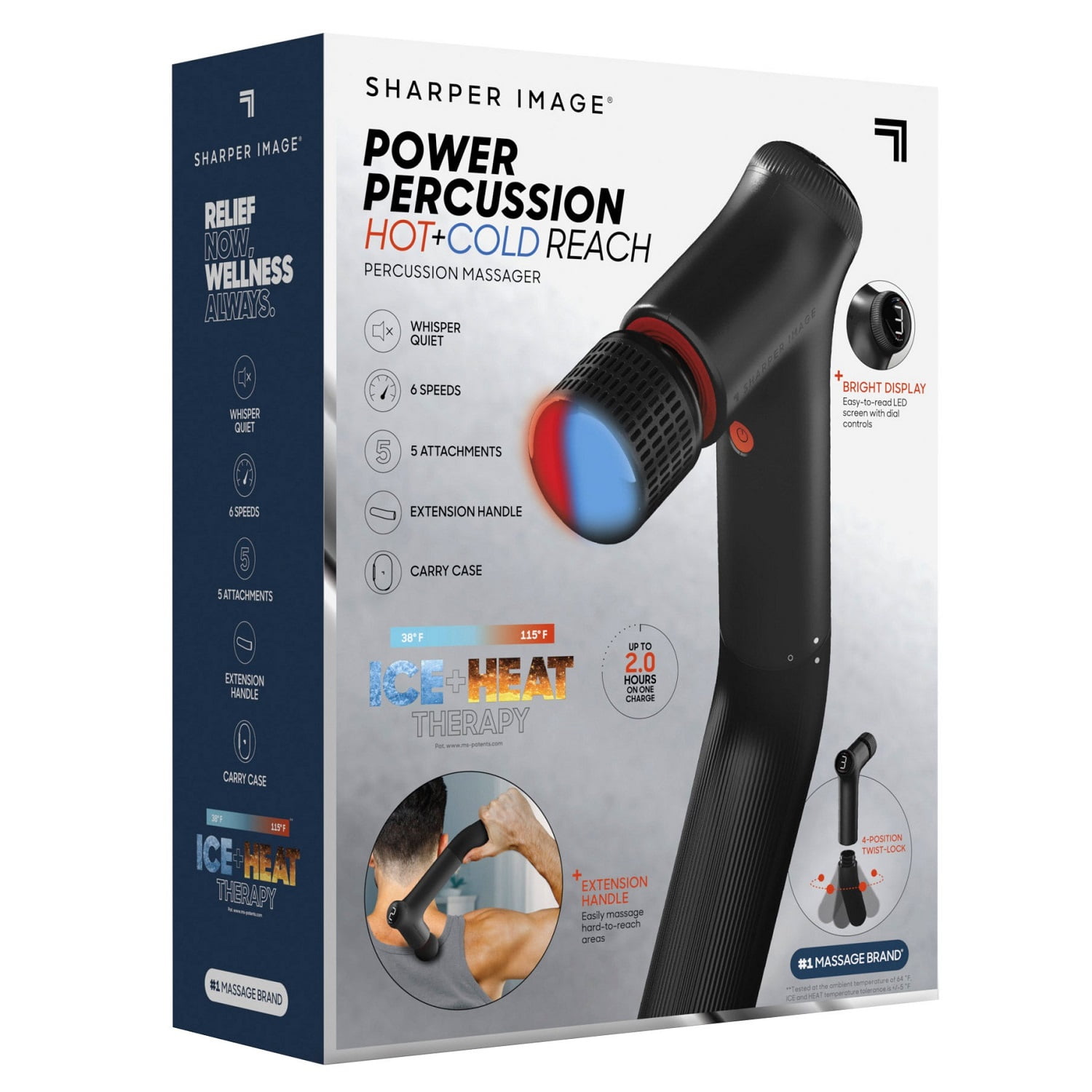 Sharper Image Power Percussion Hot + Cold Reach Percussion Massager