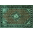 thumbnail image 1 of Ahgly Company Indoor Rectangle Medallion Turquoise Blue Traditional Area Rugs, 6' x 9', 1 of 4