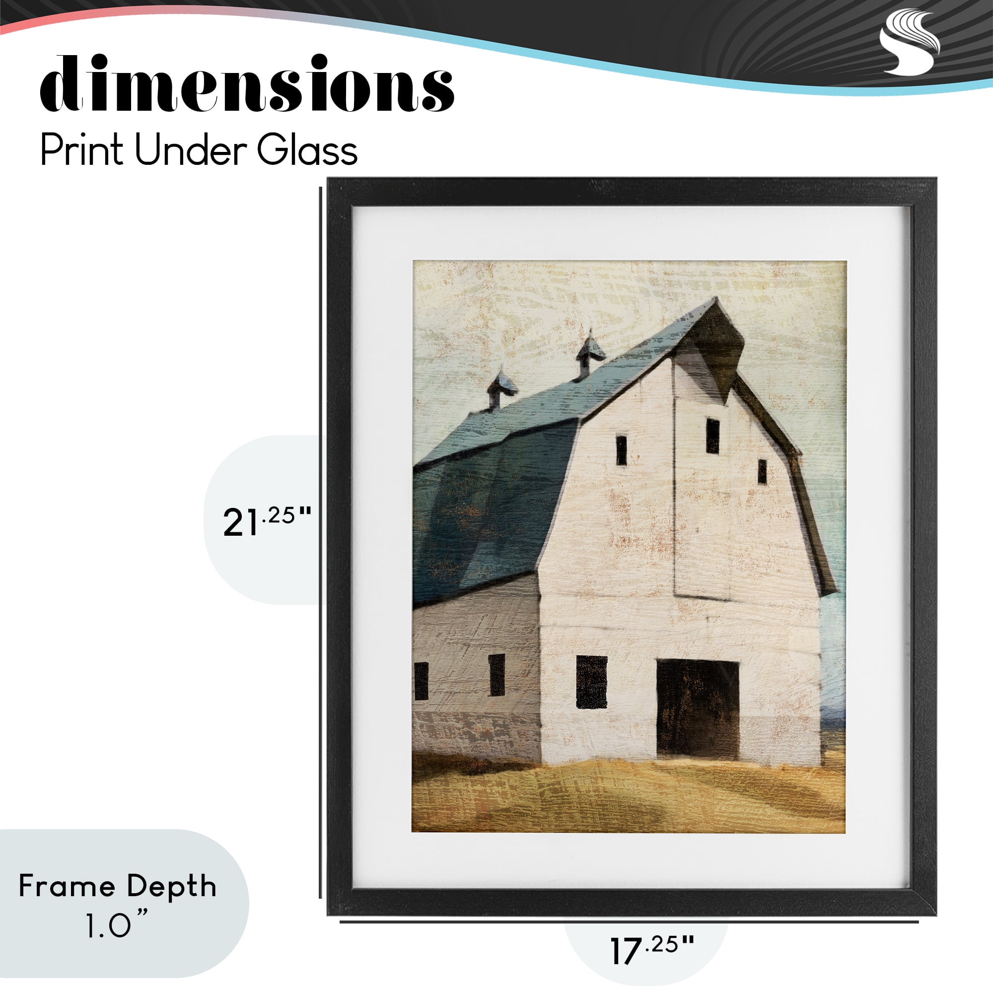 Stupell Industries Rustic Big Barn Blue Black Framed Print Under Glass, design by Susan Jill