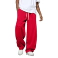 thumbnail image 2 of Hot Pink Open Hem Sweatpants Mens Straight Wide Leg with Draw Sting and Pockets S-3XL, 2 of 5