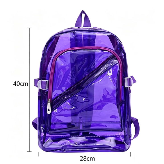 Clear Backpack, 11x15.7'' Heavy Duty PVC Transparent Backpack with Reinforced Strap Stitches for College Workplace Concerts, Sports, Travel and Daily Use, Purple