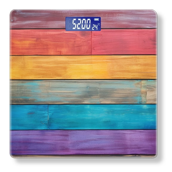 Bathroom Scale, Highly Accurate Digital Body Scale,Precisely Measures Weight up to 400 lbs-Colorful Wooden Painting