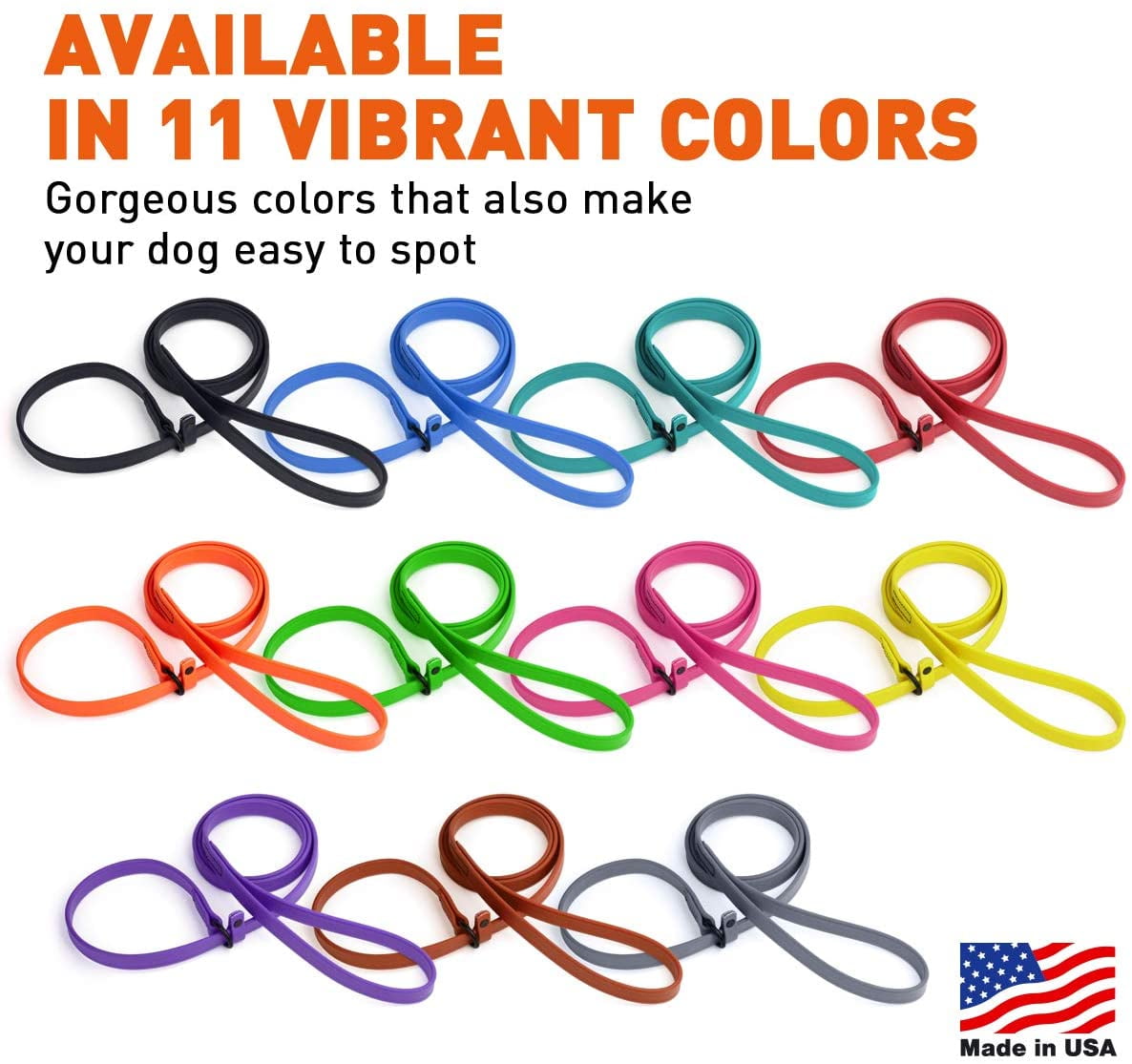 Dogline  - Biothane Slip Dog Leash - for Small, Medium and Large Dogs - Odor Free Slip Lead, Heavy Duty and Durable Material Kennel Lead (Gray: Width 5/8" | L: 60"(5ft))