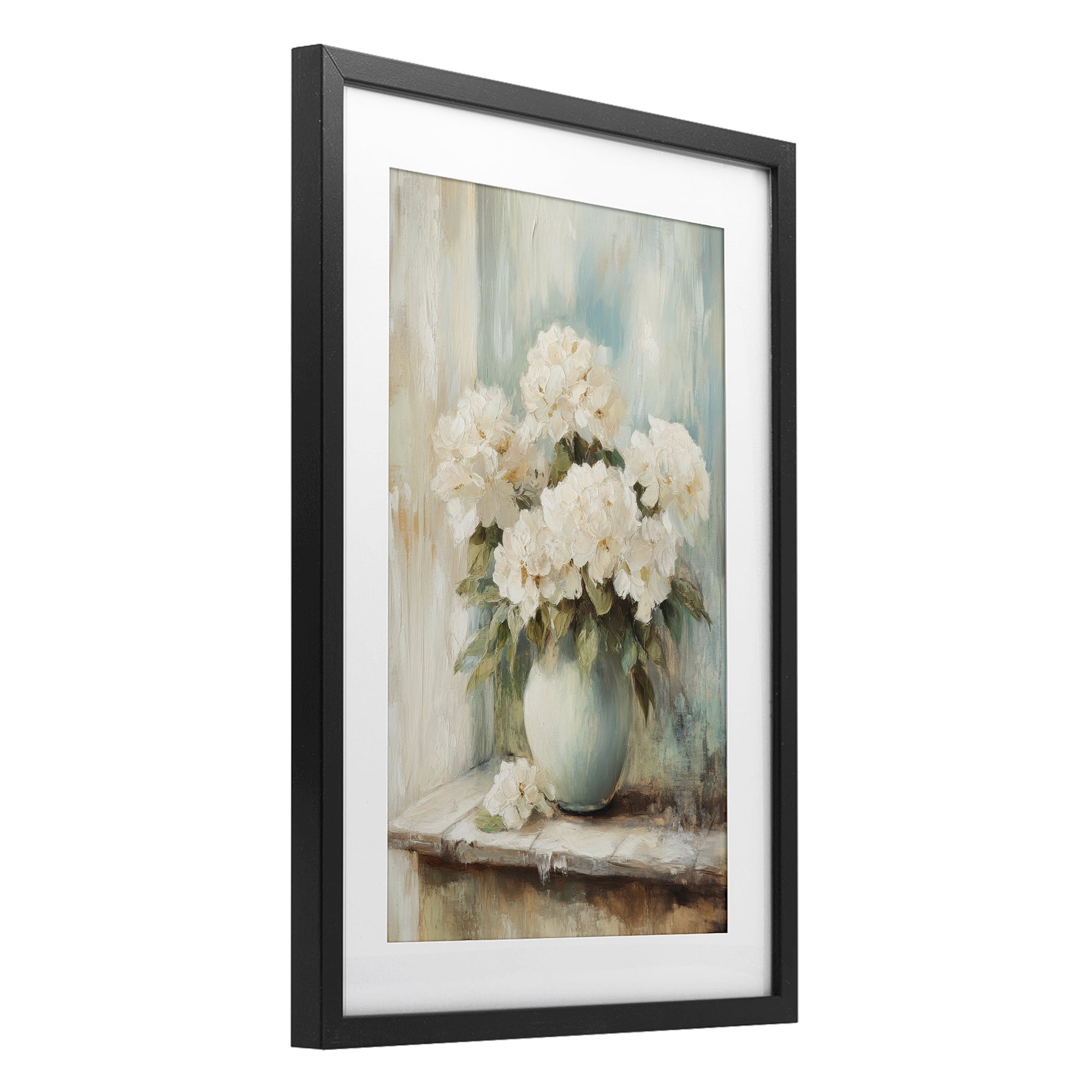 Stupell Industries Mantle Arrangement of Soft Blossoms Black Framed Print Under Glass, design by Petal Prints Design