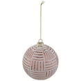 thumbnail image 4 of Northlight Textured Stripes Glass Christmas Ball Ornament - 4" (100mm) - White and Rose Gold, 4 of 7