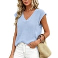 thumbnail image 2 of Women's Solid V-Neck Sleeveless Knit Tank Top Casual Soft Summer Top, 2 of 8