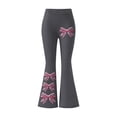 thumbnail image 6 of Fmbrln Womens Yoga Pants Stretchy Workout Gym Pants Fashion Bow Print Casual Flare Leg Pants, 6 of 7