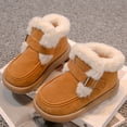 thumbnail image 2 of XXWXYD Girl Boot Boys Toddler Little Kid Warm Furry Winter Ankle Flat Snow Boot Snowproof Solid Color Boots Rubber Sole for Every Cold Day(10-10.5 Years,Brown), 2 of 9