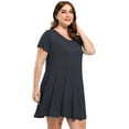 thumbnail image 2 of VEPKUL Womens Plus Size Dresses with Pockets Casual Short Sleeve Dress Loose A Line Flowy Swing DeepGray_1X, 2 of 8