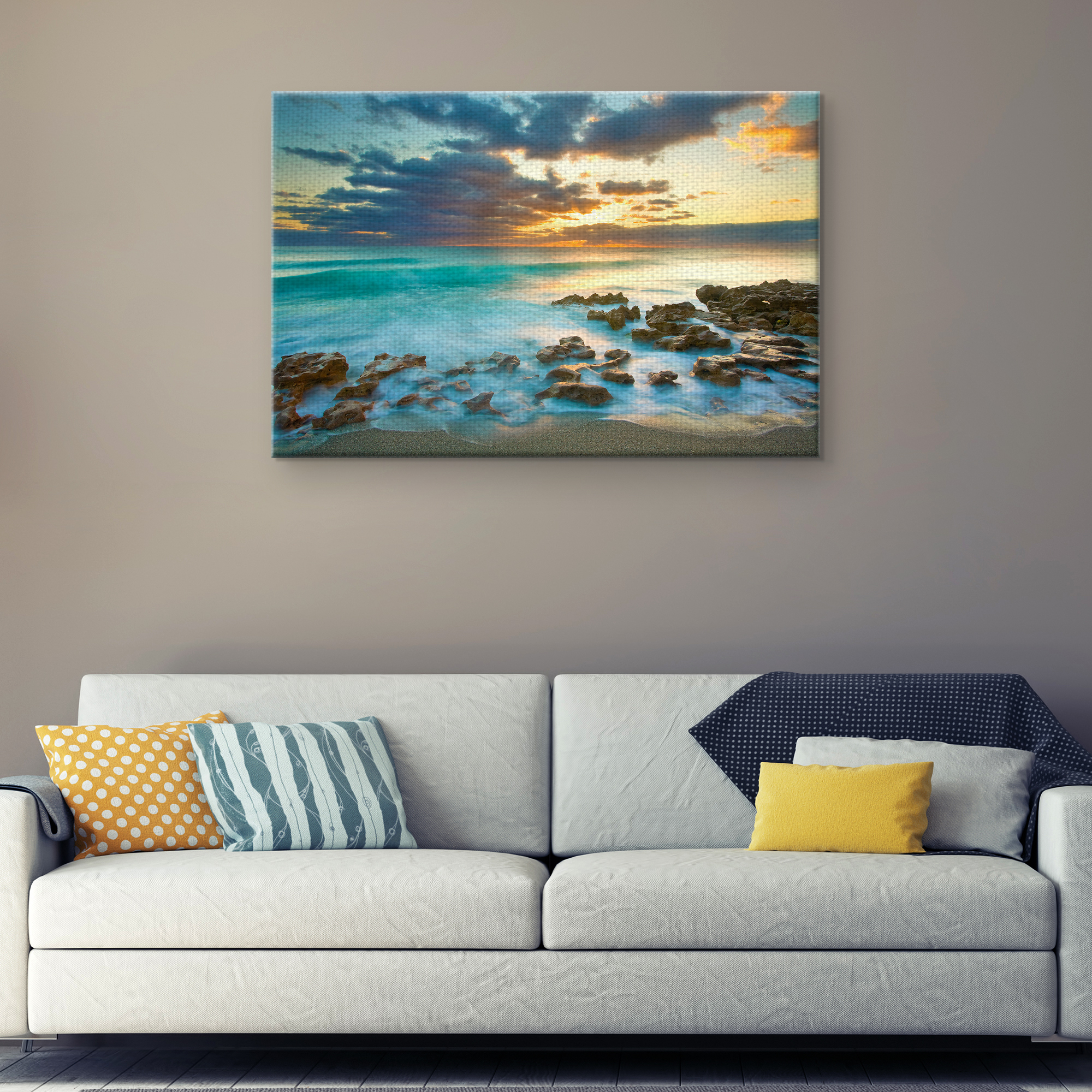 Masterpiece Art Gallery Ocean Sunrise By Patrick Zephyr Canvas Art Print 24" x 36"