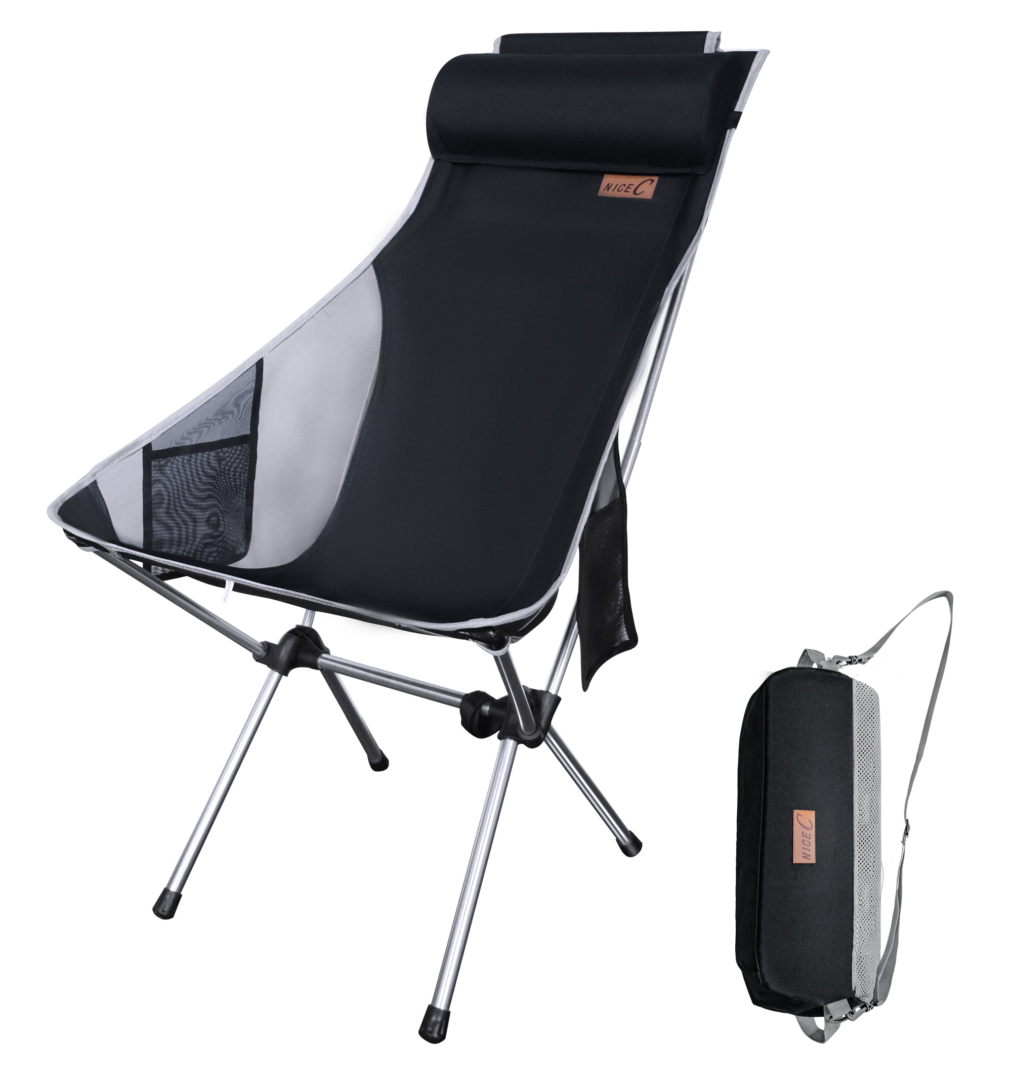 Black Folding Camping Chair Outdoor Festival Picnic Fishing Chair 