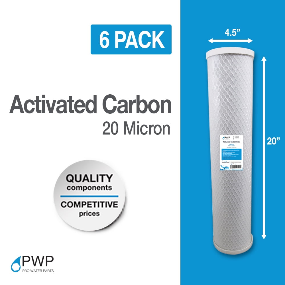 4.5 x 20" Carbon Block Water Filter 20 Micron 6 Pack
