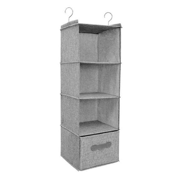 Effortless Style Meets Practicality, Non-Woven Fabric Hanging Closet Organizer, Removable Drawers For Customized Storage, Portable Storage Solution, Linen Cloth Gray, Enhance Your Closet Organization