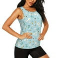 thumbnail image 2 of Xecao Bee Flower print women's scoop neck, loose-fit workout tank tops for the gym., 2 of 9