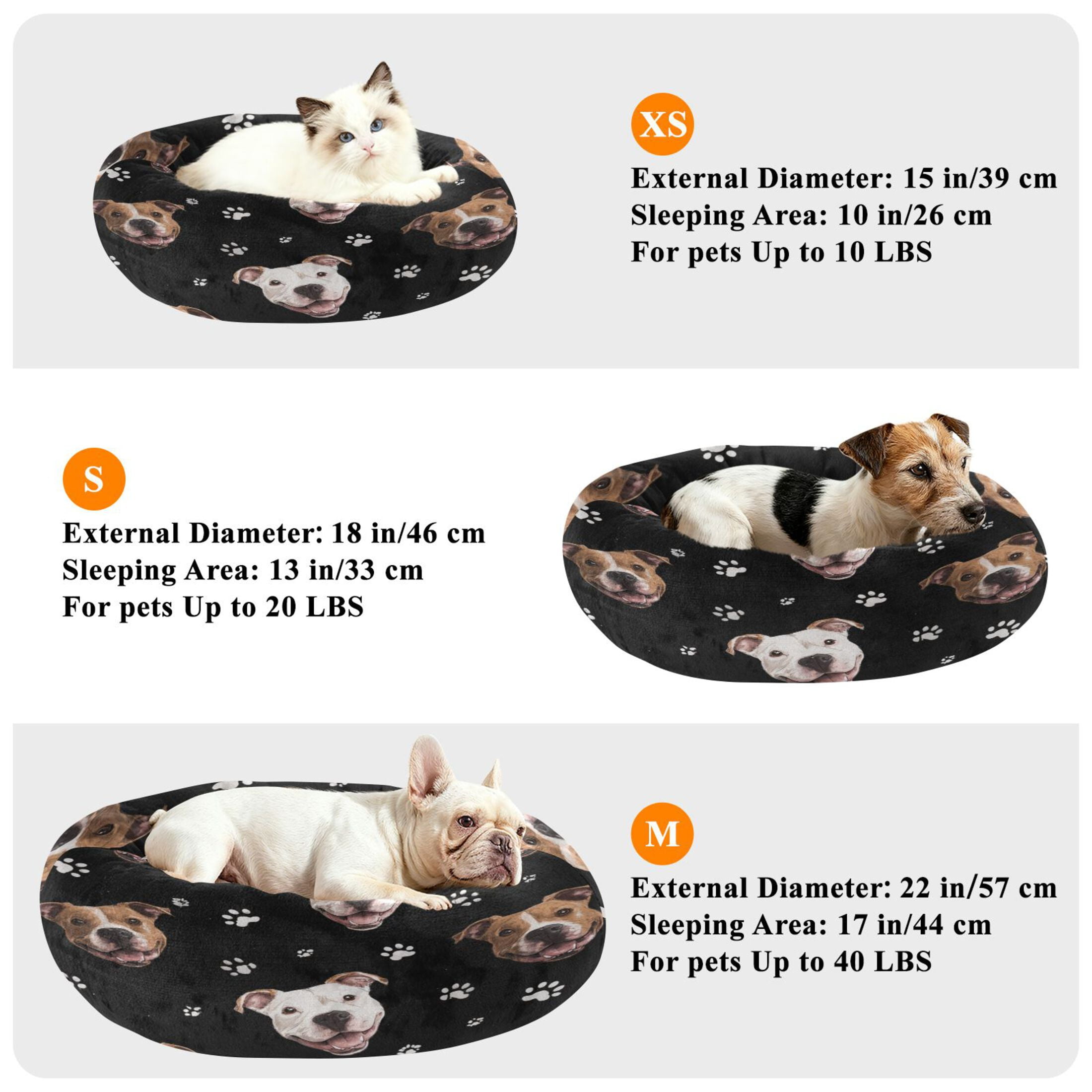 Iauyy Pet Couch Donut Cat Bed for Indoor Cats/Small Dogs Washable & Machine with Non-slip Bottom Calming Cat Furniture, Laugh Out Loud (M)