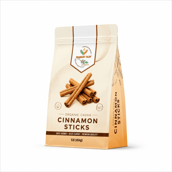 Fragrant Tales Premium Organic Cassia Cinnamon Sticks, USDA Organic, Non-GMO, 1 lb