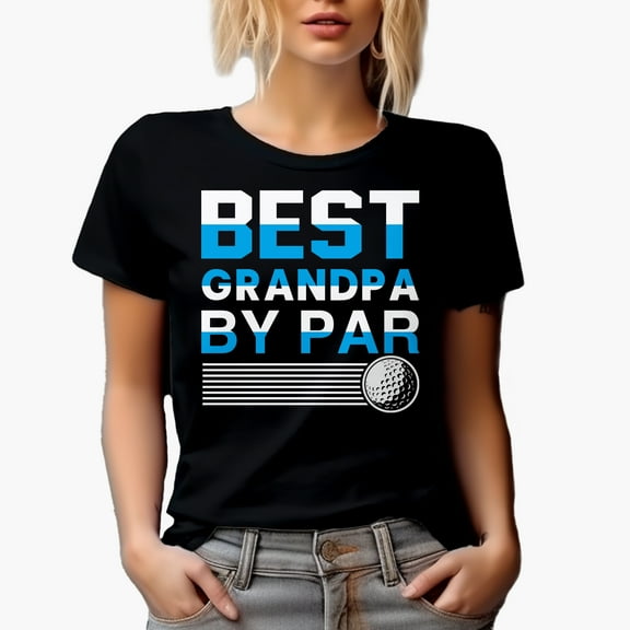 Best Grandpa by Par Pun with Ball, Golf Player, Golfing or Golfer Themed Merch Gift, Black T-Shirt, Small