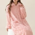 thumbnail image 2 of SWSMCLT Women's Cold Weather Fleece Bathrobe Home Full Zip Long Duster Robe Comfy Bathrobes Ankle Length Pink Medium-Large, 2 of 5