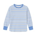 thumbnail image 2 of Long Sleeve T-Shirts for Boys Girls 5-16 Years Crewneck Striped Tops Lightweight Colorblock Casual Spring Fall (7 Years, Light Blue), 2 of 8
