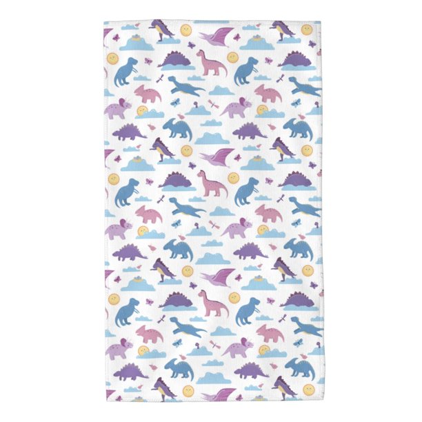 Fotbe Dinosaur Toalla Premium con Patrón, Toalla de Microfibra de Secado Rápido, Ligera y Altamente Absorbente (27.5x16in), Ideal para Uso Diario